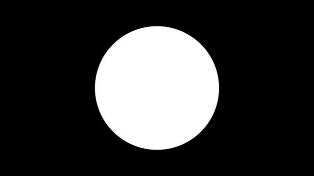Classic film end Matte Overlay. White circle gets smaller and disappears in the center of the screen, Ending transition animation isolated background. Film, movie classic ending mask. The end. 
