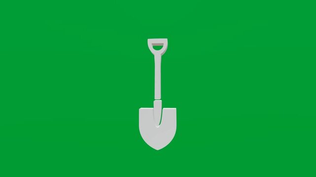 3D render of shovel icon on chroma key green screen background