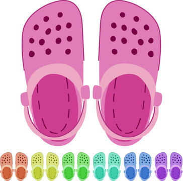 sneakers beach footwear cartoon. thongs slippers, jandals crocs, birkenstocks huaraches sneakers beach footwear sign vector
