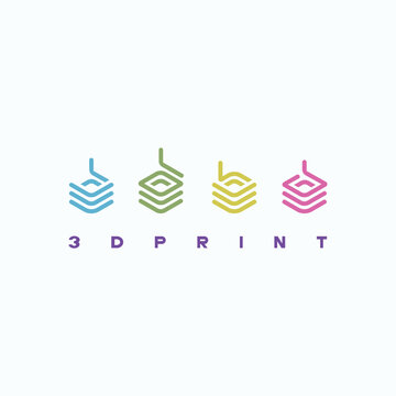 Vector Logo for 3d printing. Printing in three dimensional