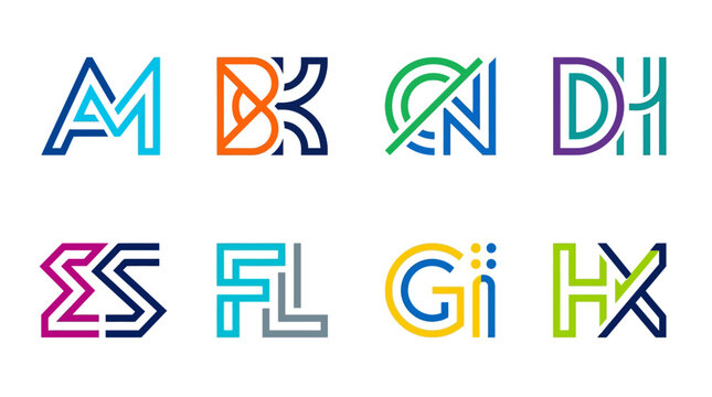 Multicolored abstract letters and symbols.