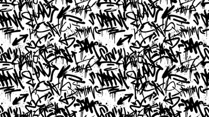 Fototapeta premium Graffiti street art covers urban wall with vibrant tags and murals