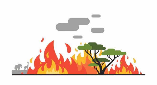 Animals flee raging inferno threatening Savannah trees
