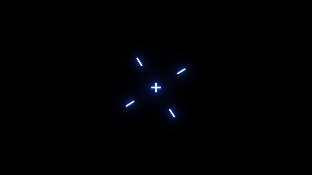 Blue Neon Crosshair Targeting Reticle on Black Background aiming scope