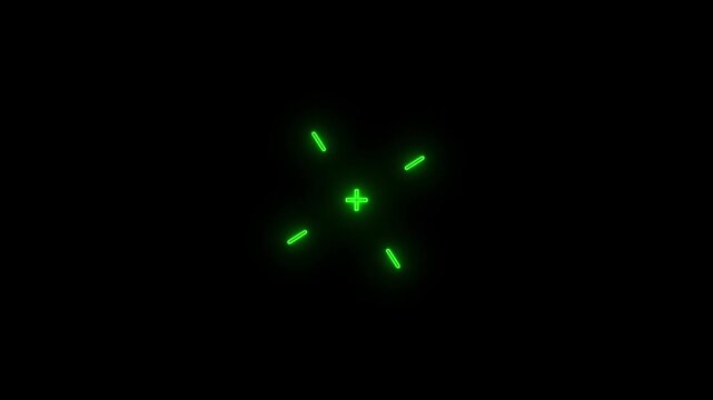Green Neon Crosshair Targeting Reticle on Black Background aiming scope