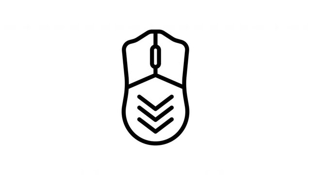Scrolling down with a simple black and white minimalist computer mouse icon. Suitable for technologyrelated designs and web development projects.
