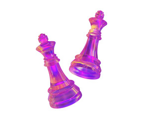 3D King Chess Piece Icon. Strategy Game, Chessboard, Royal Crown, Leader, Checkmate, Board Game, Intelligence. Transparent Liquid Glass Trending Icon. 3D Render © DETHAL