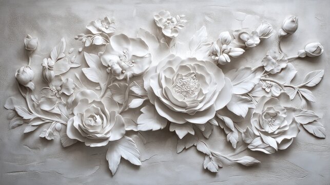 Ornamental floral relief wall decor