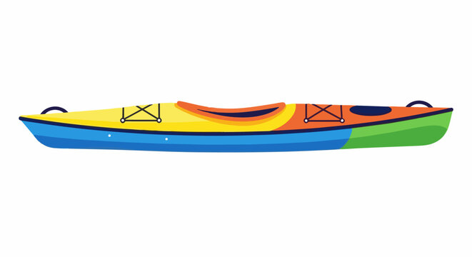 Colorful kayak on a white background, ready for adventure on water