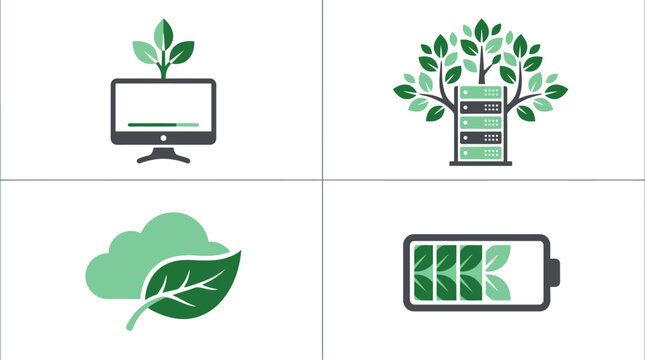 EcoFriendly Technology Icons Collection Representing Sustainability Growth