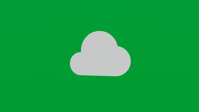 3D render of cloud icon on chroma key green screen background