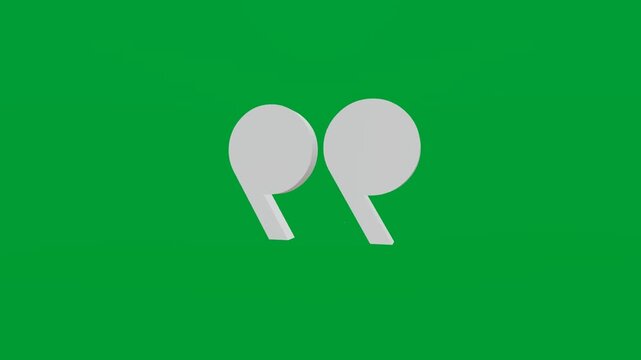 3D render of format quote icon on chroma key green screen background