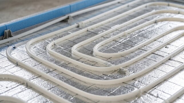 New residential construction PEX tubing for floor heating installation