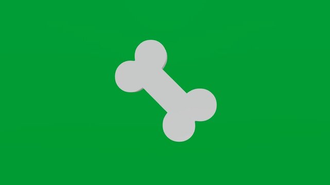 3D render of pet bone icon on chroma key green screen background