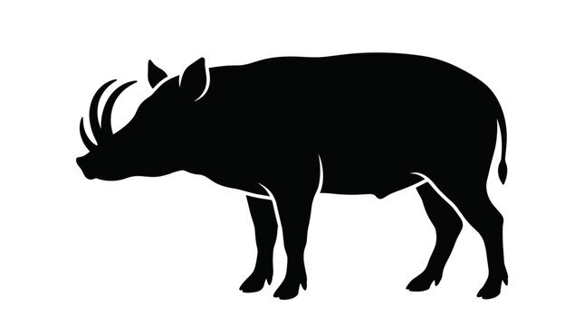 Silhouette of a Warthog with tusks.