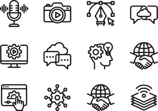 Freelancing Creator Economy Vector Icon Set