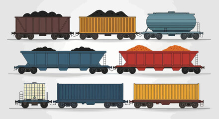 Freight Train Car Clipart Set © mbendo