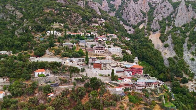 Aerial View of the Holy Skete of Saint Anna, Mount Athos