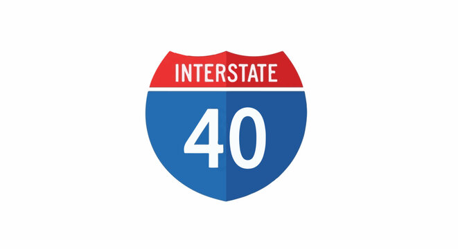 Interstate highway route marker sign with number 40 in white