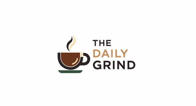 Logo featuring a steaming coffee cup and stylized text