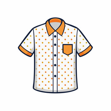 Cartoon Short Sleeve Shirt with Polka Dot Pattern