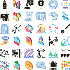 Fototapeta premium Collection of numerous isometric style icons and symbols depicting various concepts including business, health, nature, technology, and home, forming a comprehensive set