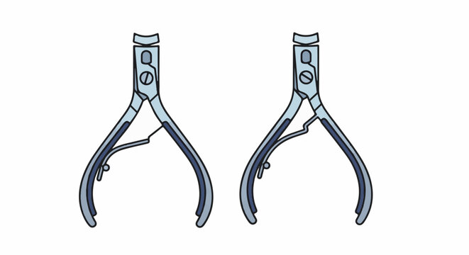 Pair of light blue cuticle nippers with dark blue accents on white background