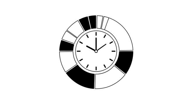 Clock pie chart representing time management and scheduling, infographic concept