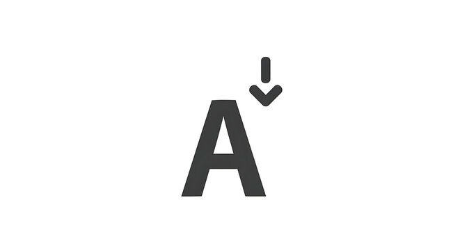 Letter a icon with a downward arrow, representing text size reduction or font decrease