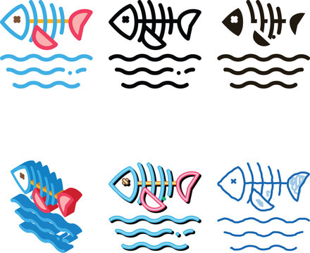 death of fish in water icon looks vector. death of fish in water sign. color symbol