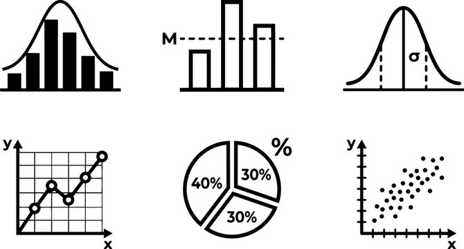 Statistics and Data Visualization Icons Set