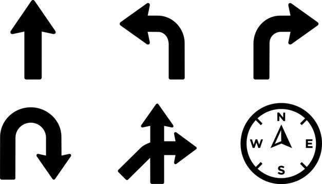 Navigation and Direction Icons Set. Vector