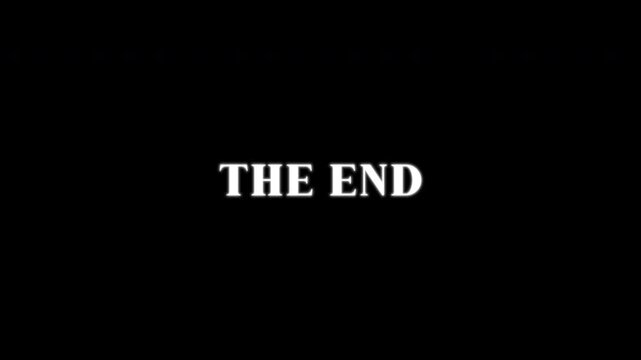 Cinematic the end text animation with an opening white border that disappears out of frame. Perfect for movie outros, widescreen video editing, and creative film post-production.
