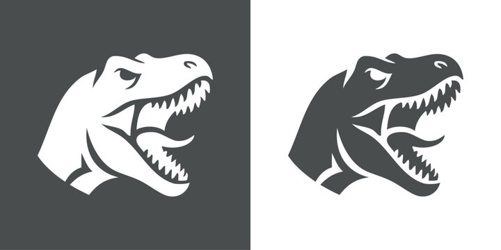 Logotipo con silueta de la cabeza de un Tyrannosaurus rex, con la boca abierta rugiendo y ense&ntilde;ando los colmillos 