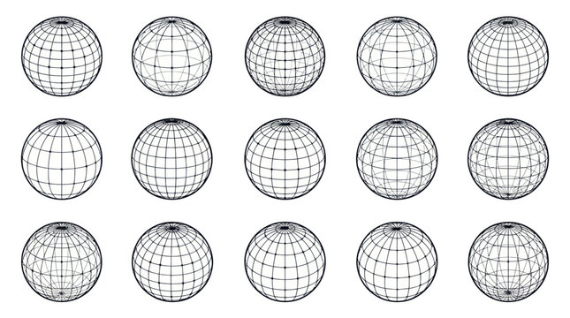 Wireframe Globe Icon Set