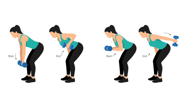 Dumbbell Row and Tricep Kickback Exercise Infographic