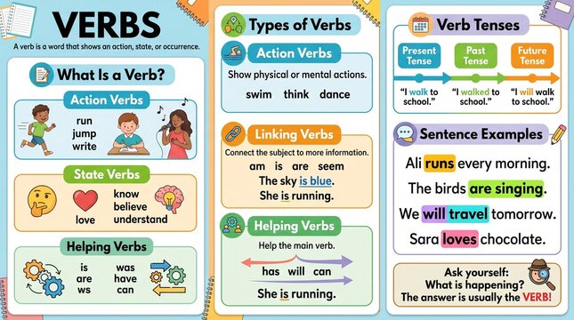 Verbs poster for kids