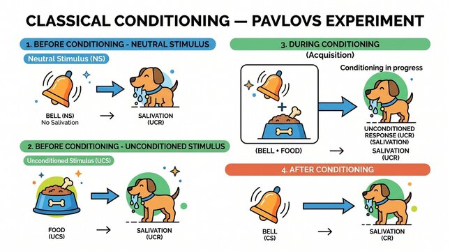 Classical conditioning pavlovs experiment infographic