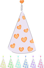 Obraz premium fun party hat cartoon. decoration cap, celebrate event fun party hat sign vector