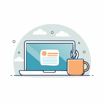 Laptop and Coffee Cup Illustration