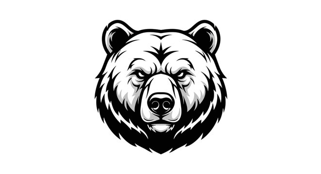Fierce Grizzly Bear Head Emblem, Aggressive Wildlife Mascot
