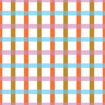 Colorful plaid seamless vector pattern with geometric squares and stripes. Modern abstract background for textile, wallpaper, wrapping paper, fabric, fashion, and digital design use.
