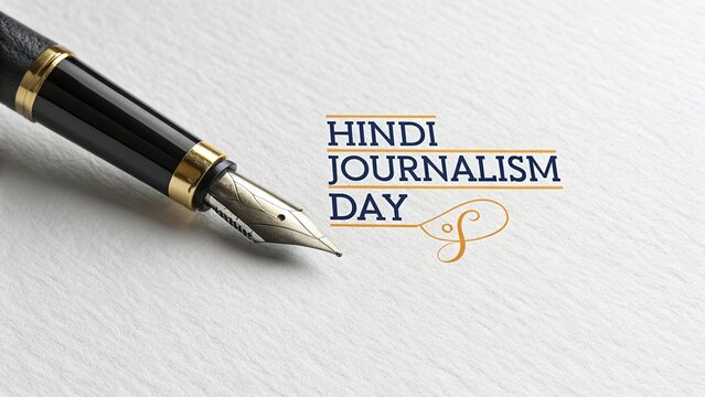 Minimalist Hindi Journalism Day Clean Editorial Awareness Poster.