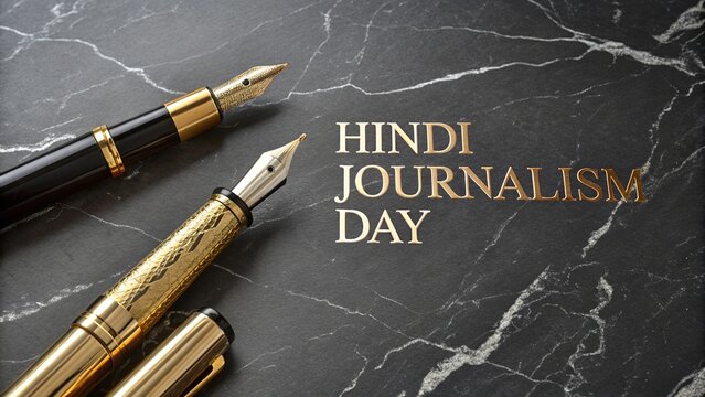 Dark Luxury Hindi Journalism Day Elegant Media Poster.