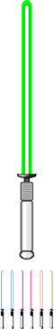 sith light saber cartoon. force blade, hilt crystal, plasma weapon sith light saber sign colorful illustration
