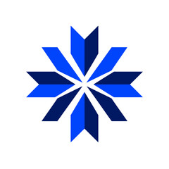 Fototapeta premium Blue geometric star shape icon on a square background