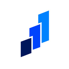Fototapeta premium Blue bar chart icon representing business growth and success