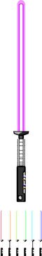 blade light saber cartoon. hilt crystal, plasma weapon, combat training blade light saber sign colorful illustration