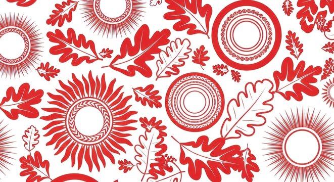 Red floral pattern on white.