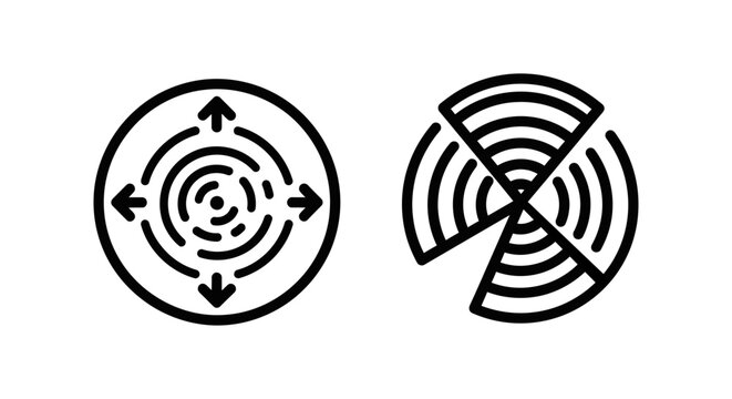 Weather radar icons for storm relative motion and velocity alias with velocity meteorology representation analysis movement atmosphere information research tracking forecasting